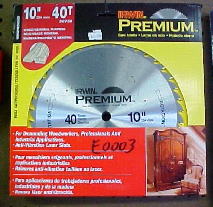 Irwin Premium 10" 40 tooth carbide tipped saw 