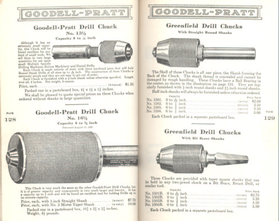 Goodell Pratt & Greenfield Drill Chucks