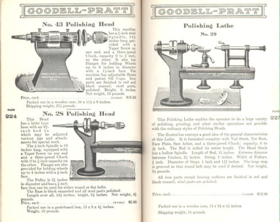 Goodell Pratt Polishing Heads and Lathes