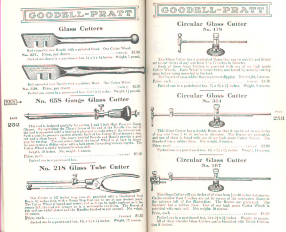 Goodell Pratt Glass Cutters and Circular Cutters