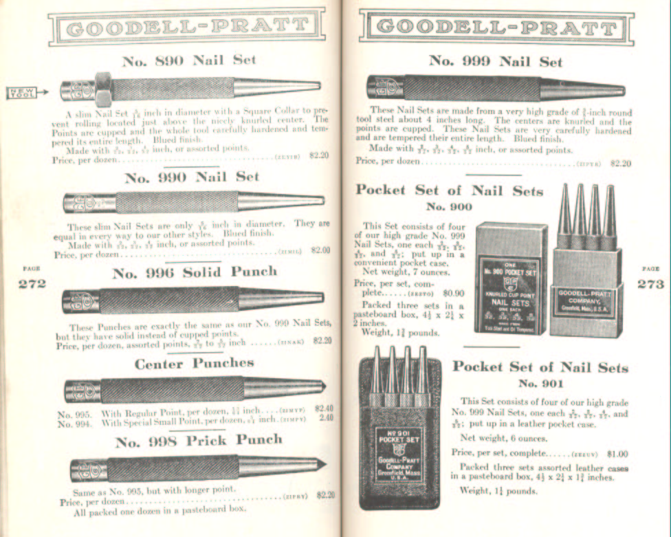 Goodell Pratt Nail Sets and Punches