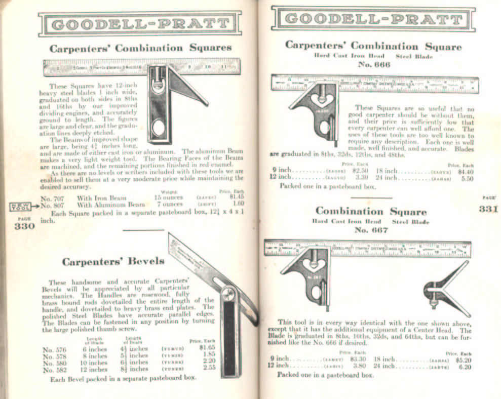 Goodell Pratt Combination Squares and Bevels