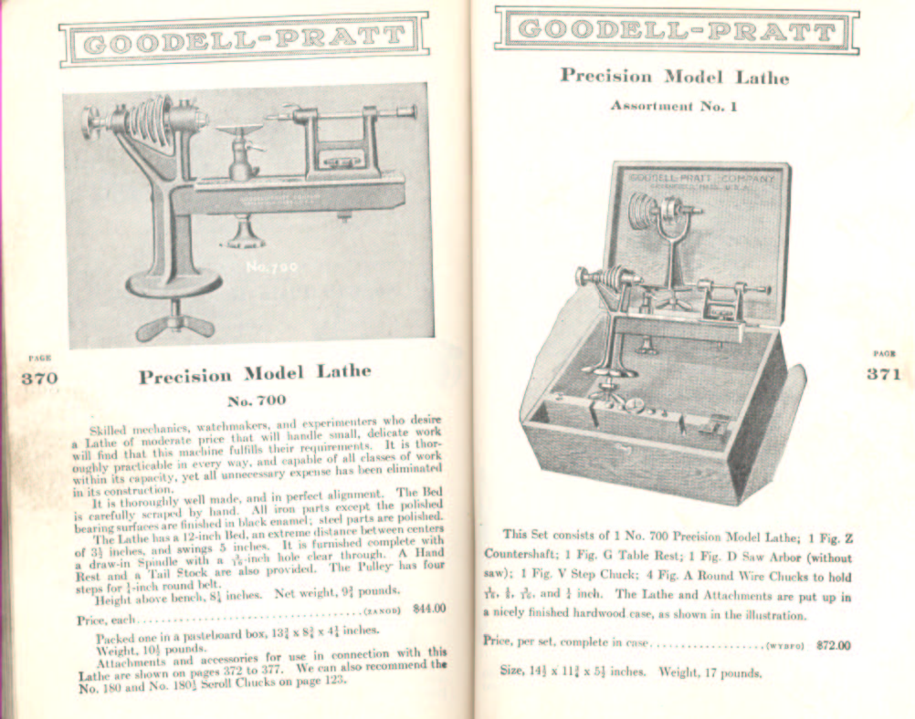 Goodell Pratt Precision Model Lathes # 1 and 700