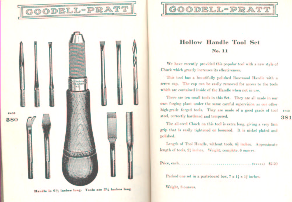 Goodell Pratt Hollow Handle Tool Set # 11