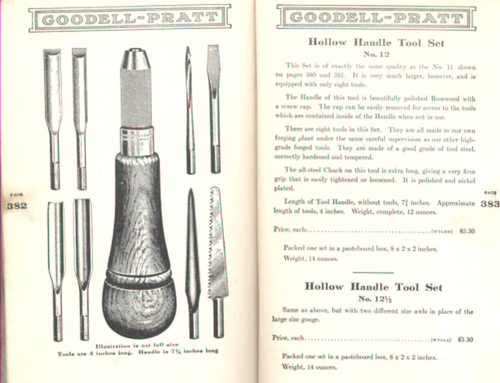 Goodell Pratt Hollow Handle Tool Sets