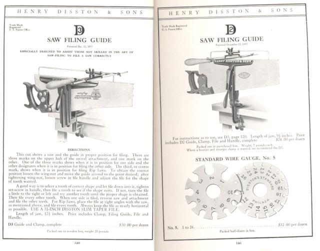 Disston Saw Filing Guides and Wire Gauge