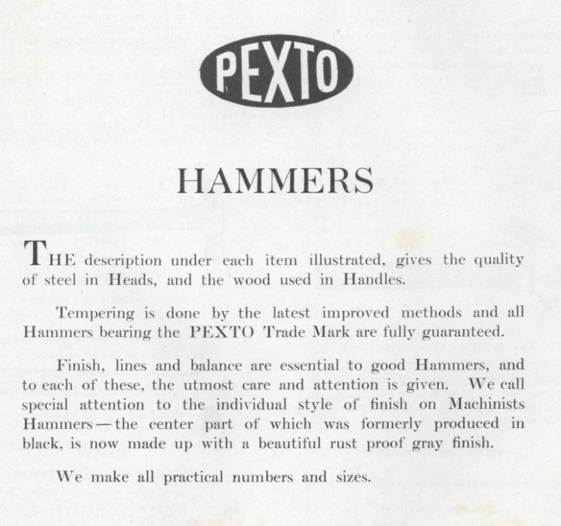 1923 PEXTO Hammer description ad