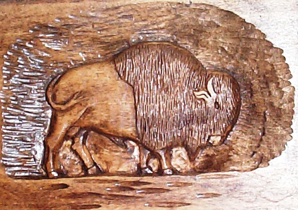 Buffalo relief carving