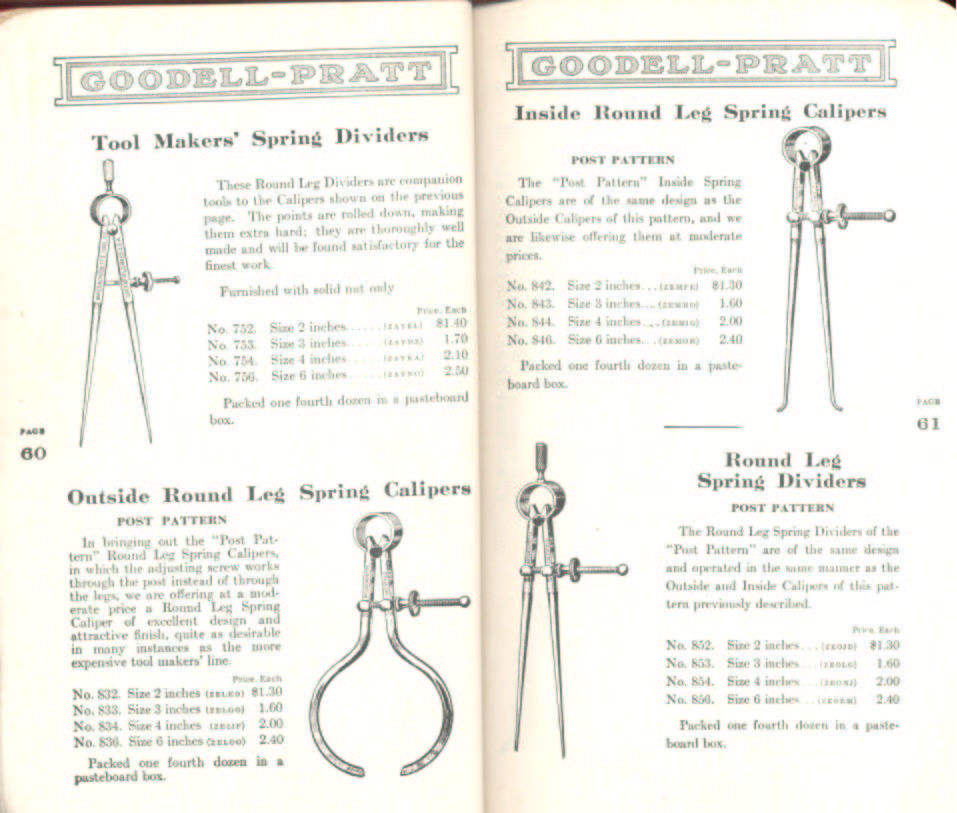 Goodell Pratt Spring and Leg Spring Dividers