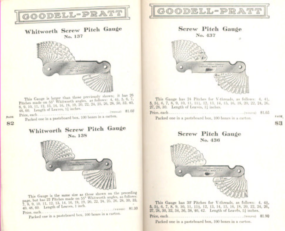 Goodell Pratt Whitworth Pitch Gauges