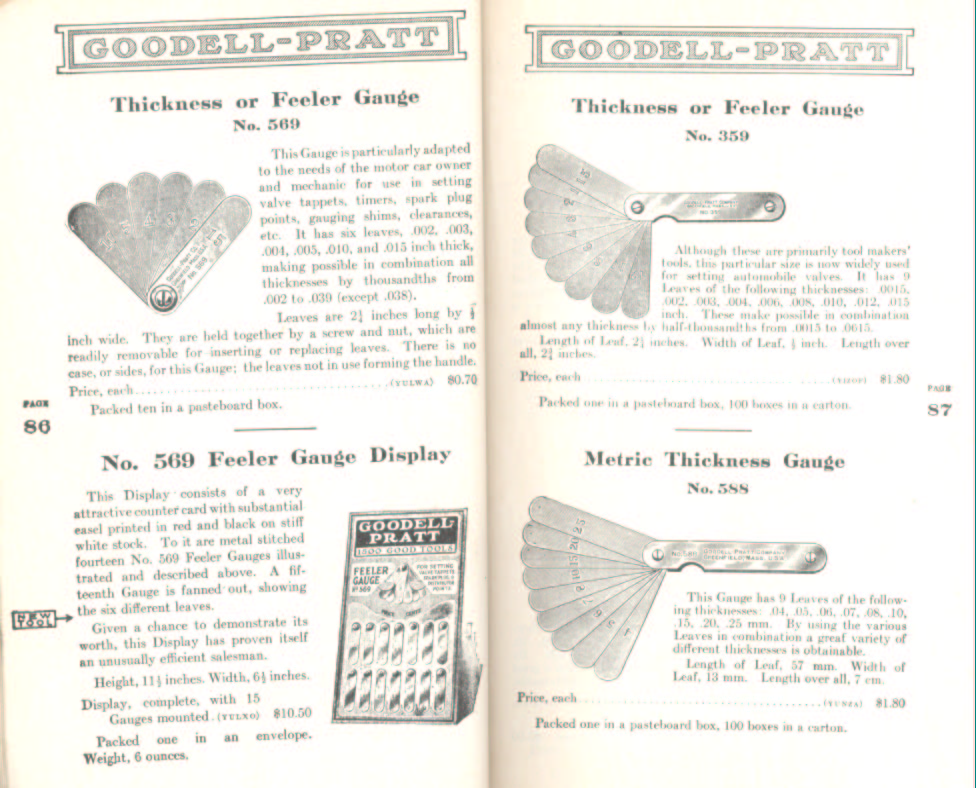 Goodell Pratt Thickness or feeler Gauges Metric
