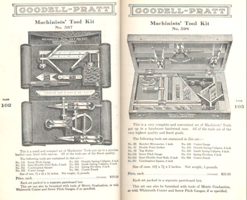 Goodell Pratt Machinists Tool Kits