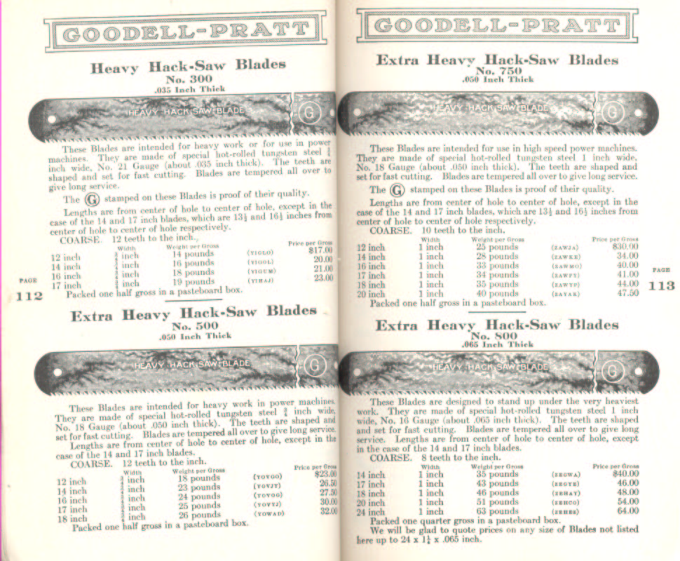 Goodell Pratt Hack Saw Blades