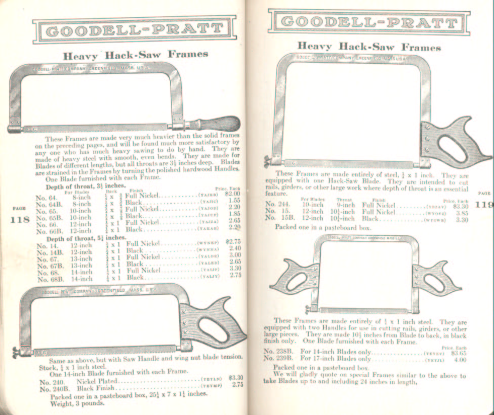 Goodell Pratt Heavy Hacksaw Frames