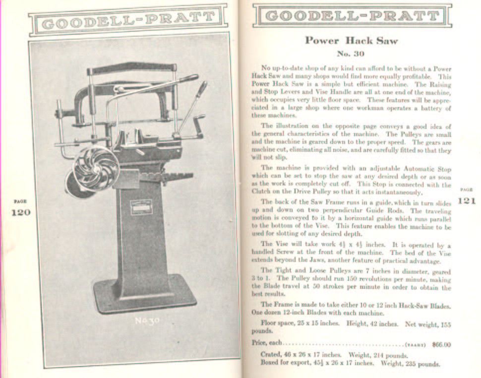 Goodell Pratt Power Hack Saw number 30