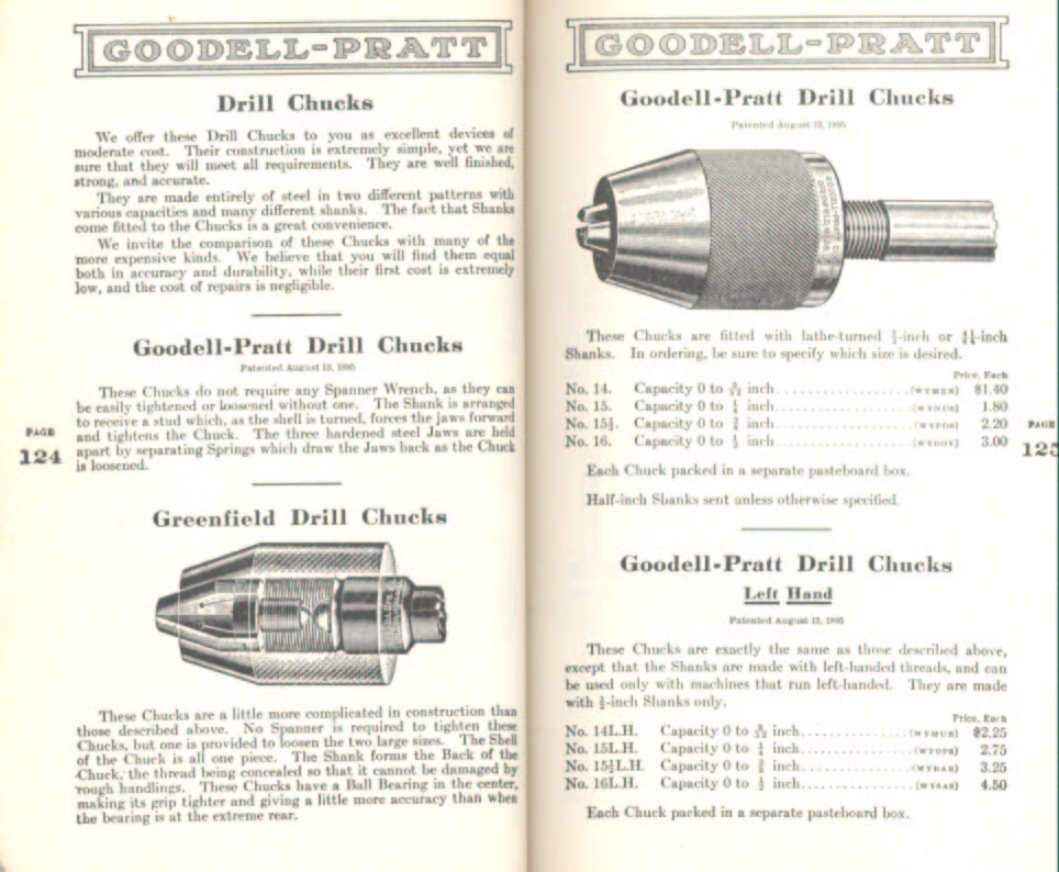 Goodell Pratt and Greenfield Drill Chucks