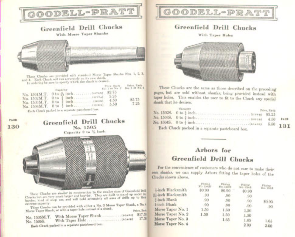 Goodell Pratt Greenfield Chucks and Arbors