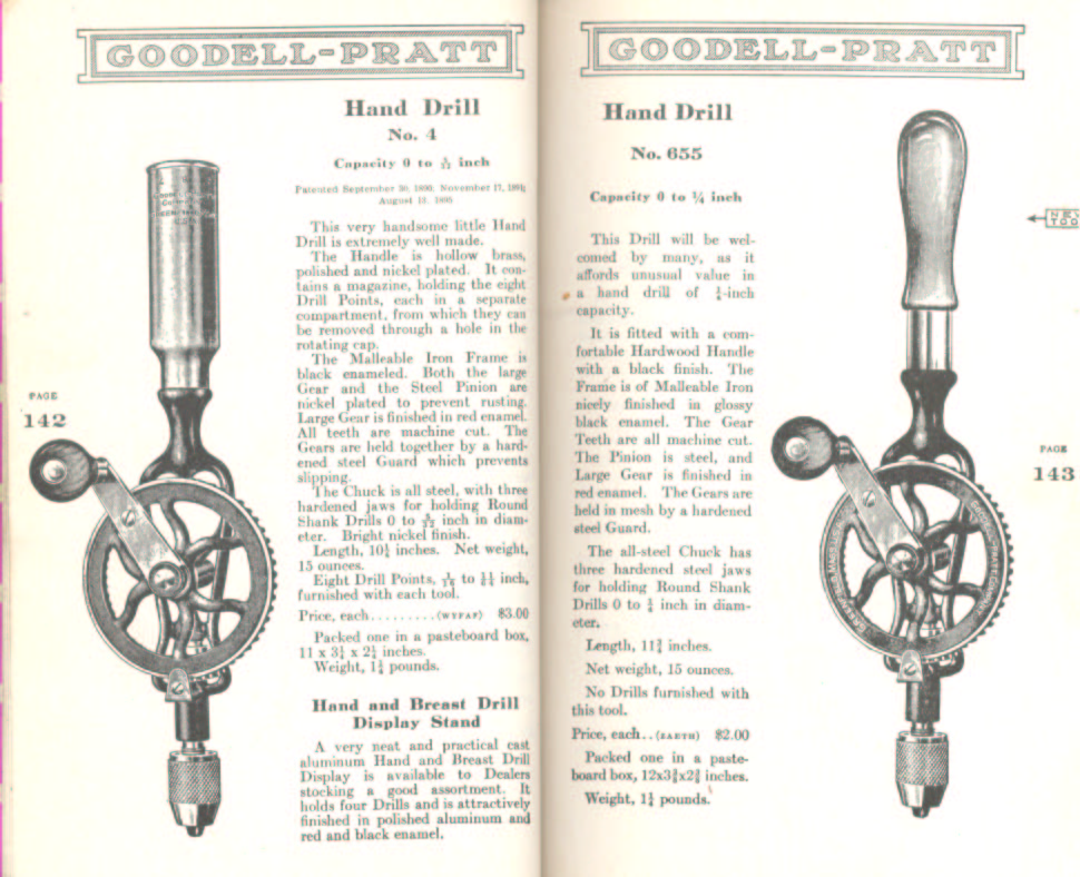 Goodell Pratt Hand Drills numbers 4 and 655