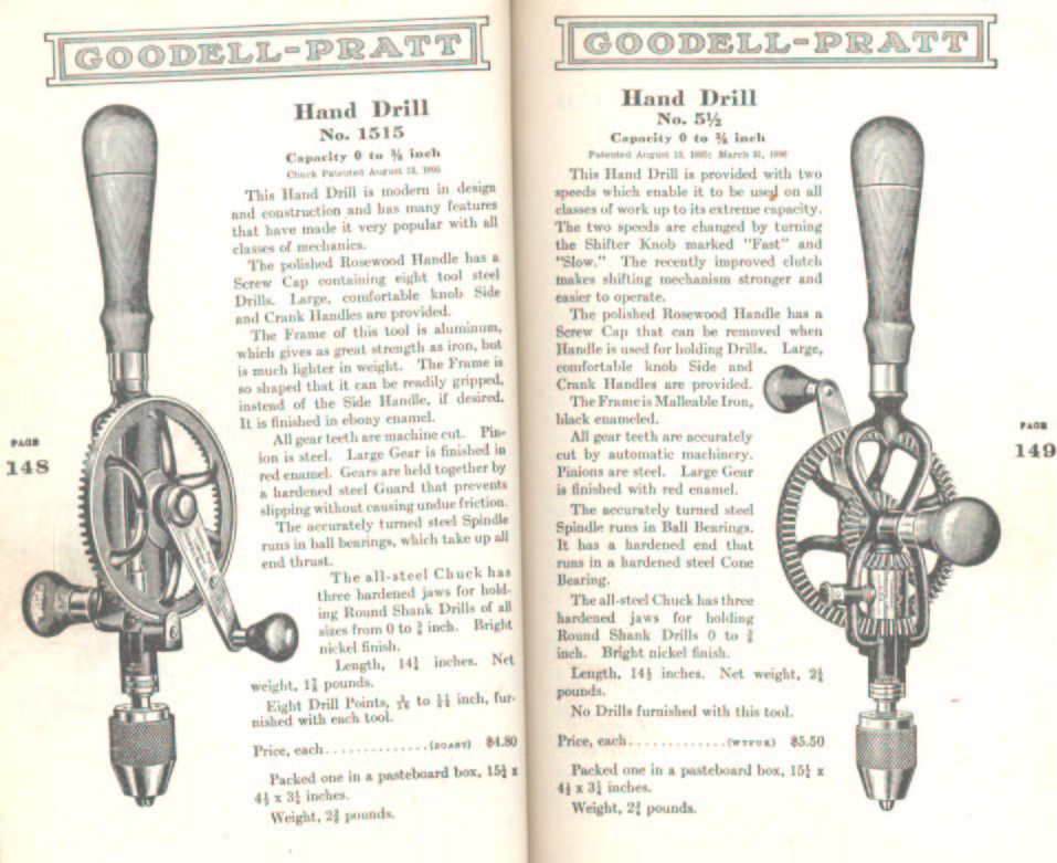 Goodell Pratt Hand Drills number 5 1/2 and 1515