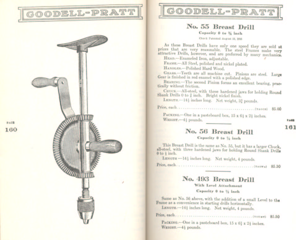 Goodell Pratt Breast Drills # 55, 56, 493