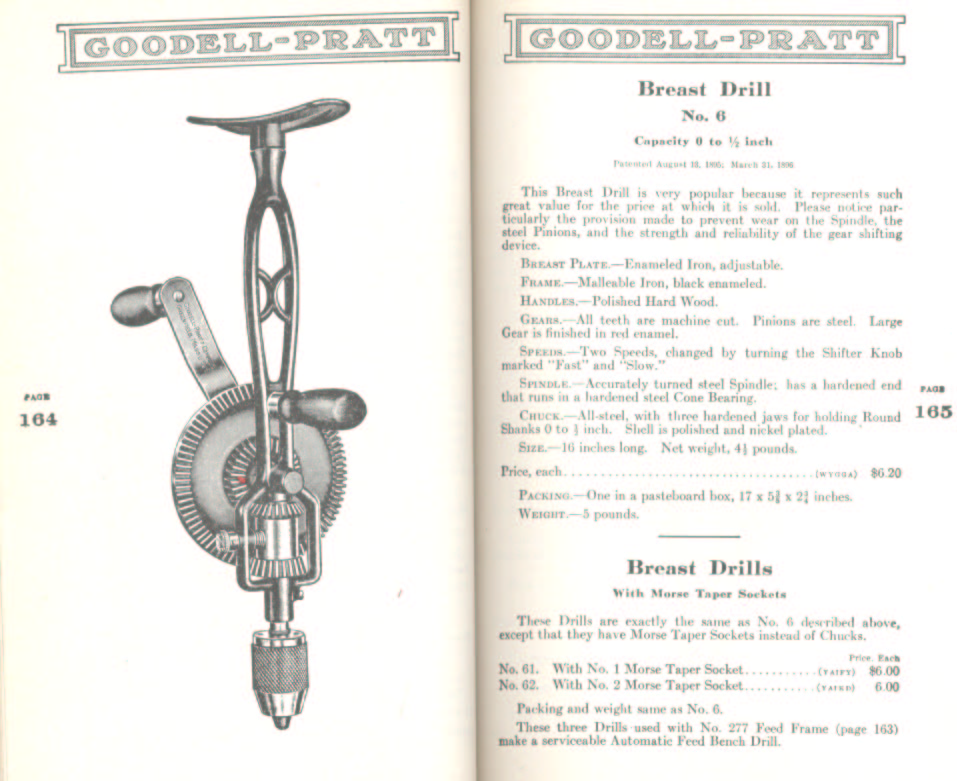 Goodell Pratt Breast Drills # 6, 61, 62