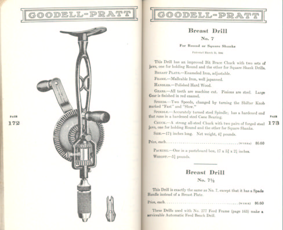 Goodell Pratt Breast Drills # 7 and 7 1/2 