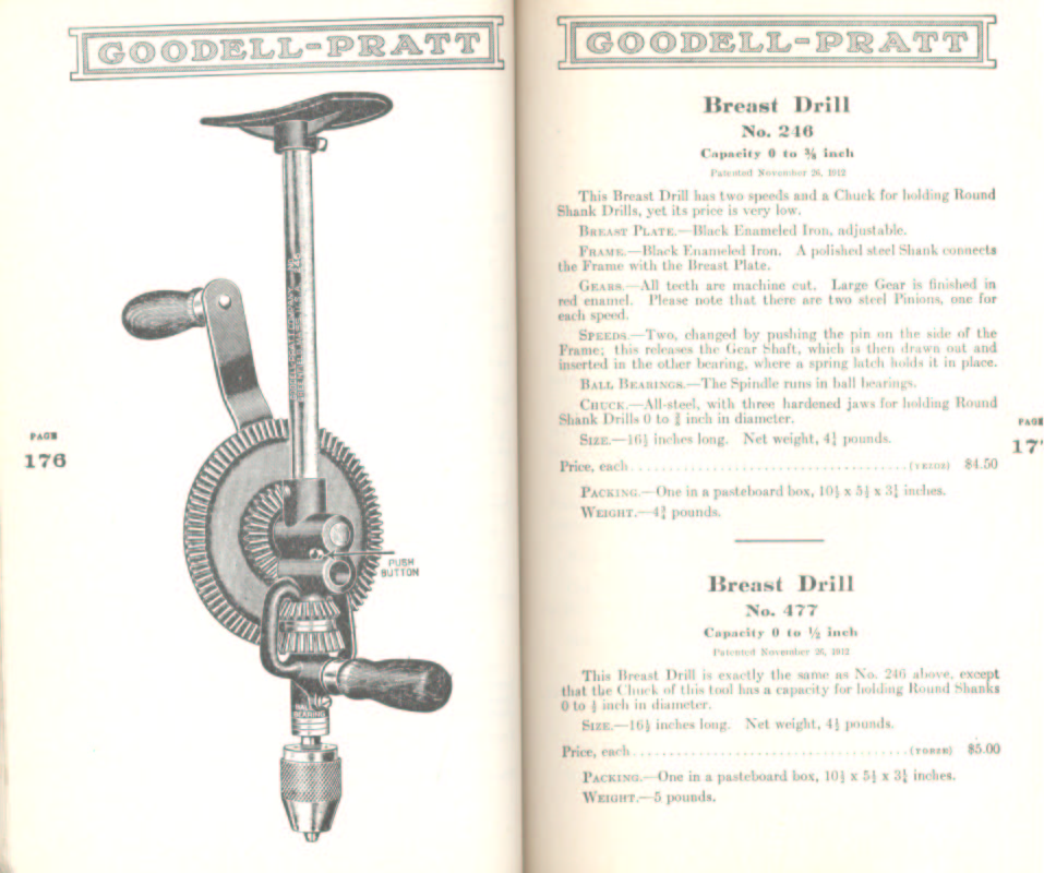 Goodell Pratt Breast Drills # 246 and # 477