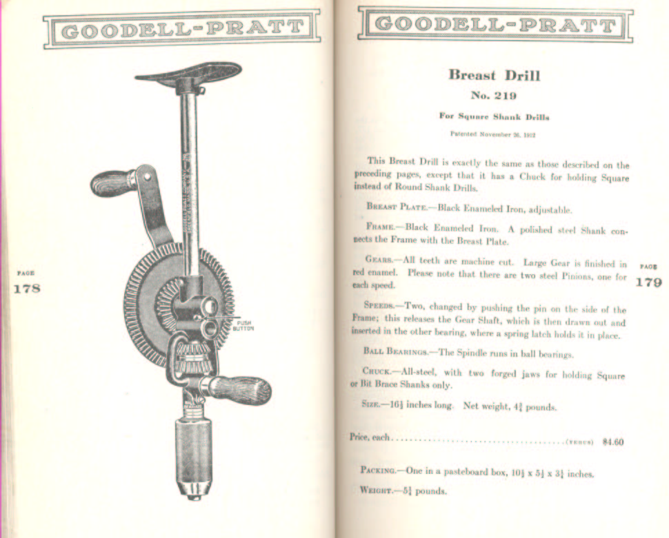 Goodell Pratt Breast Drill # 219