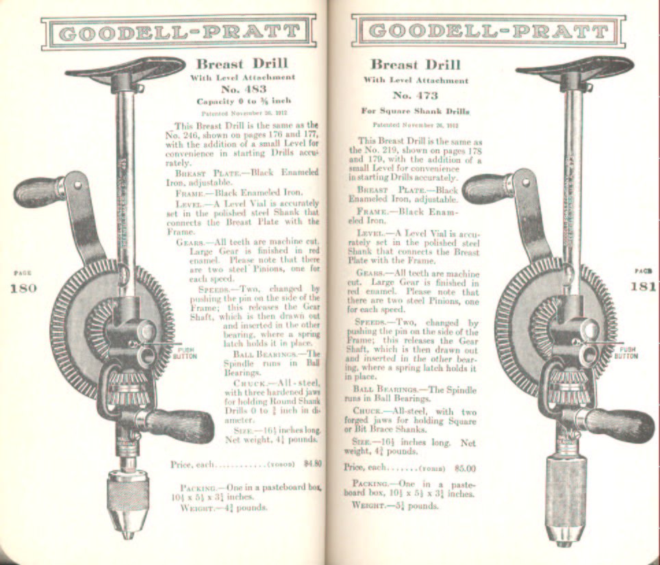 Goodell Pratt Breast Drills # 473 and 483