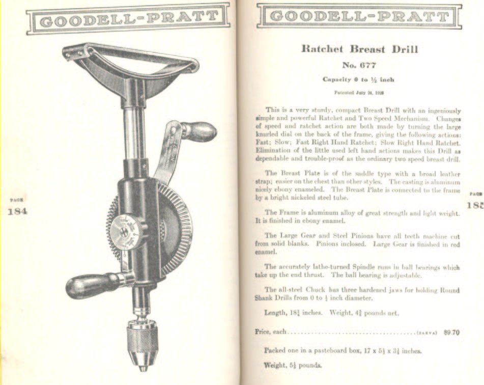 Goodell Pratt Ratchet Breast Drill # 677