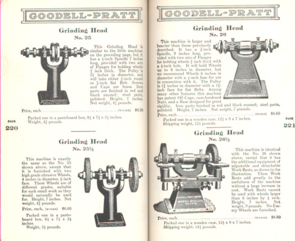 Goodell Pratt Grinding Heads # 25, 25 1/2, 26, 26