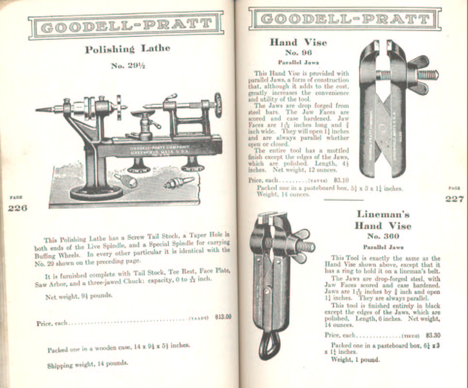 Goodell Pratt Polishing Lathe & Hand Vise