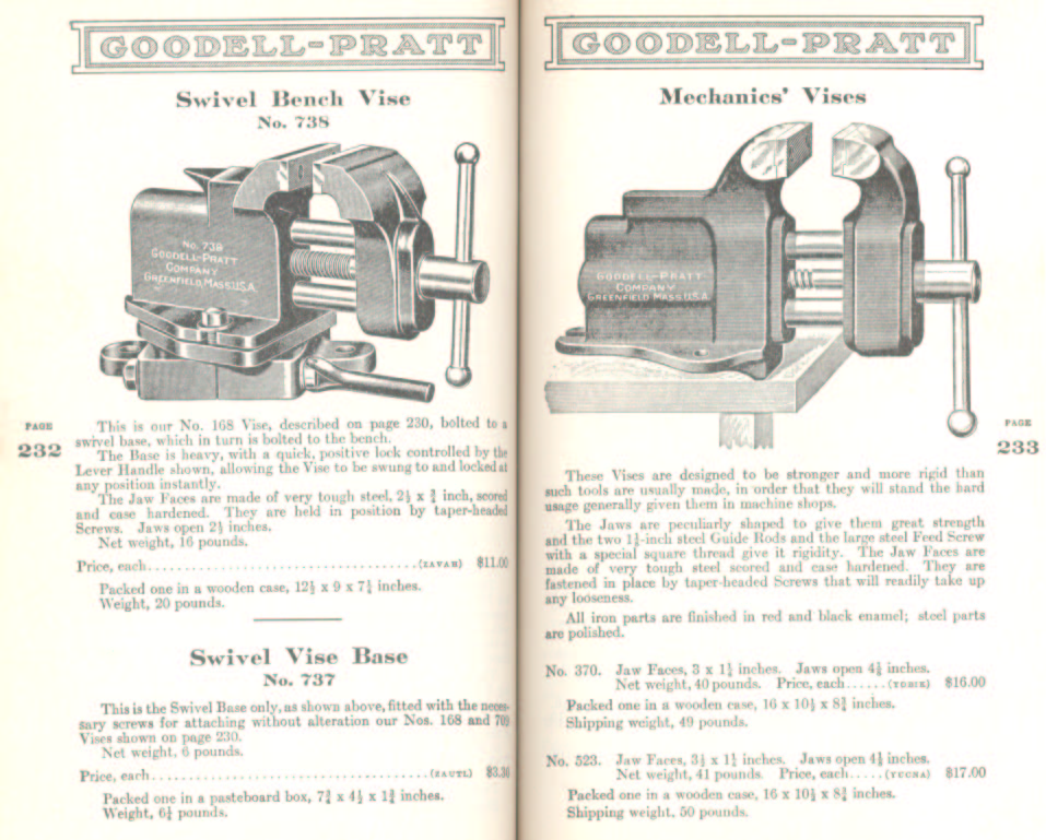Goodell Pratt Swivel Bench and Mechanic Vise