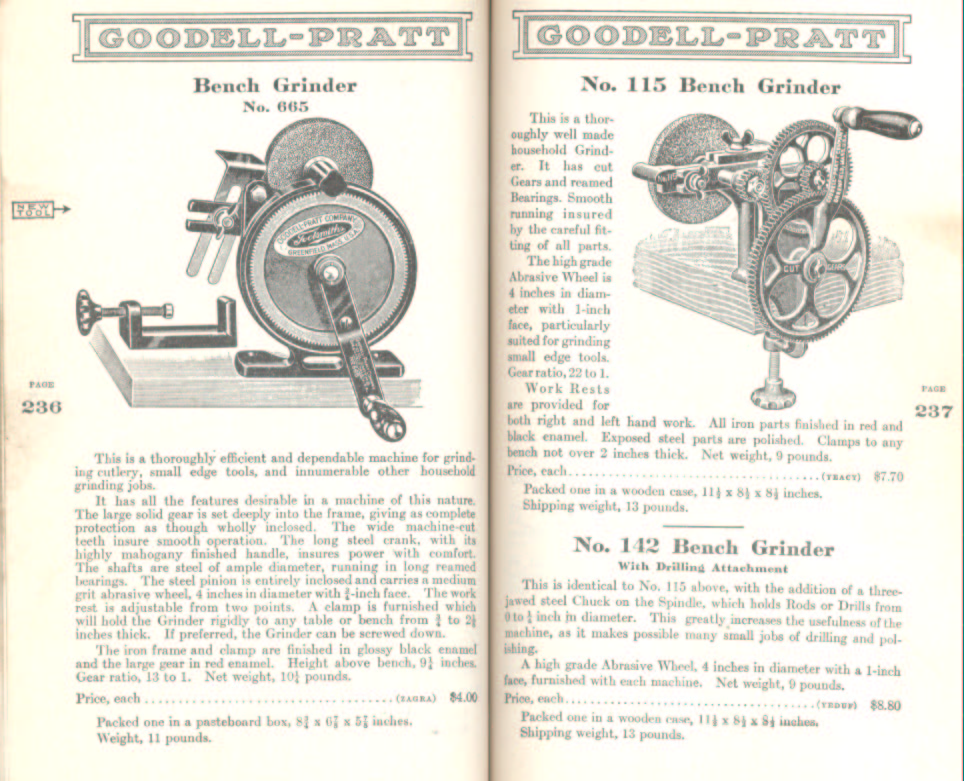 Goodell Pratt Bench Grinder # 115, 142, 665