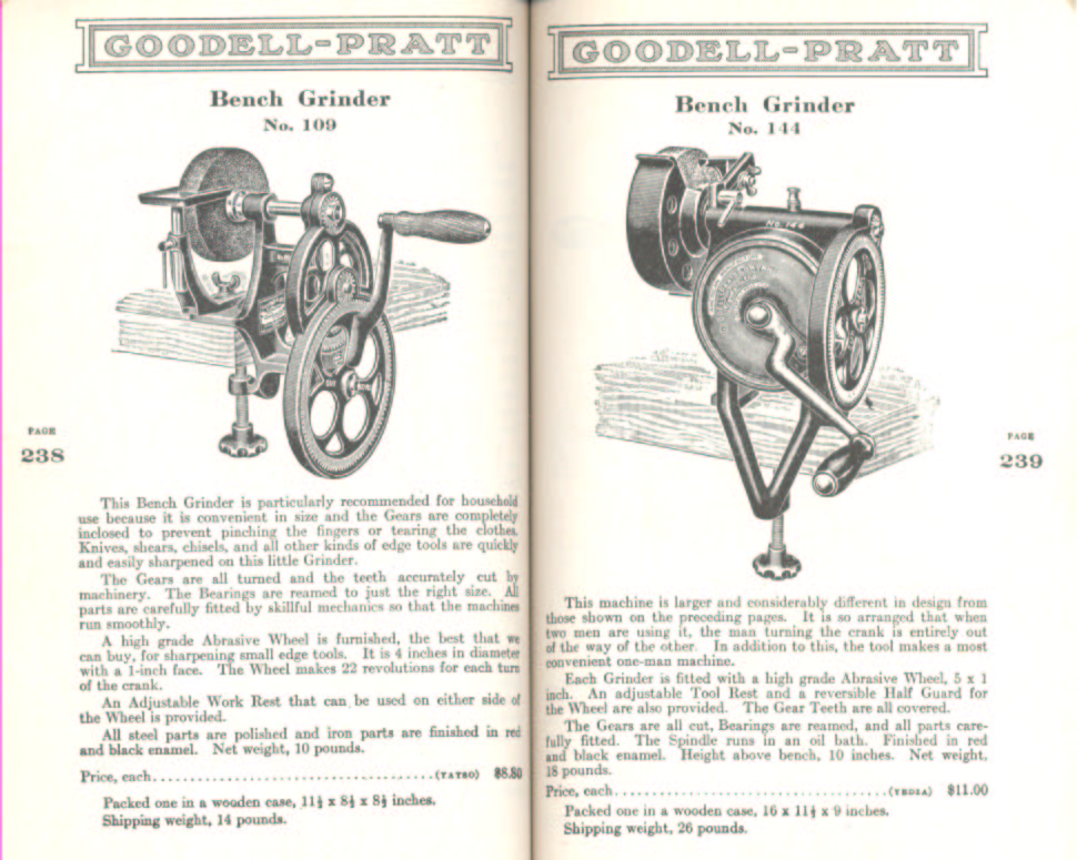 Goodell Pratt Bench Grinders # 109, 144