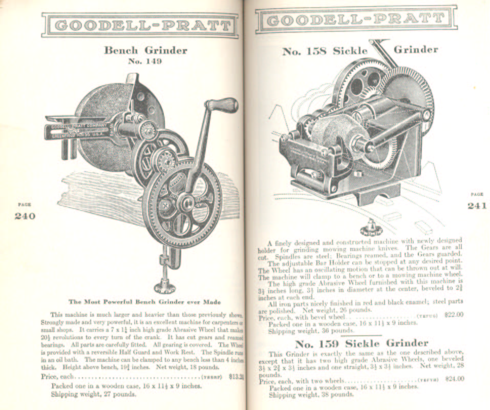 Goodell Pratt Bench and Sickle Grinder