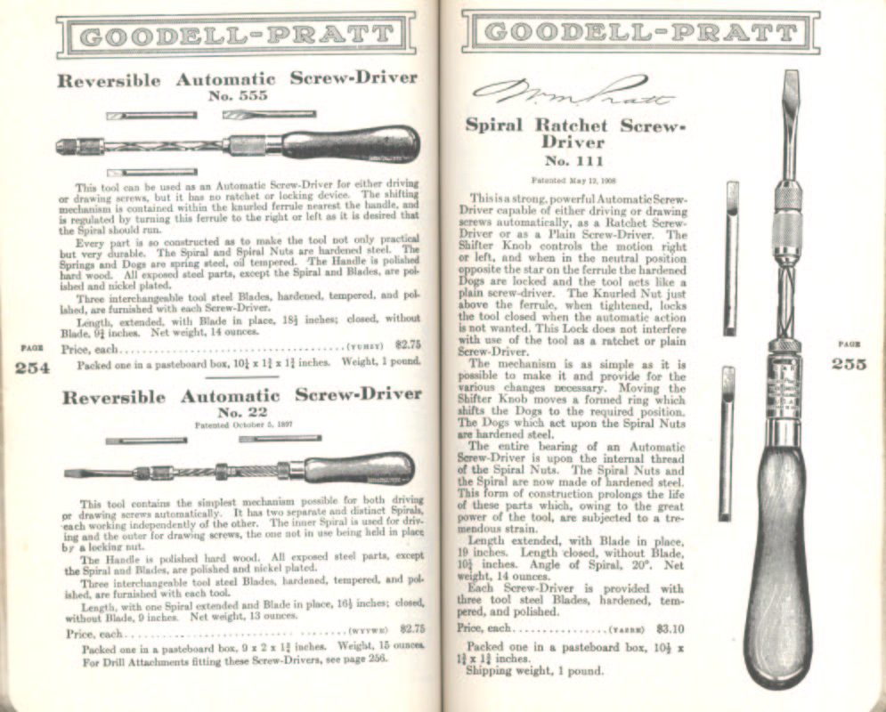 Goodell Pratt Ratchet Screwdriver