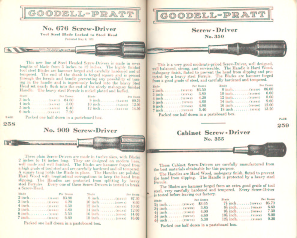 Goodell Pratt Cabinet Screwdriver