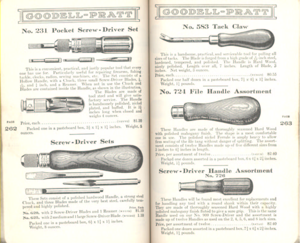 Goodell Pratt Screwdriver Sets and Handles