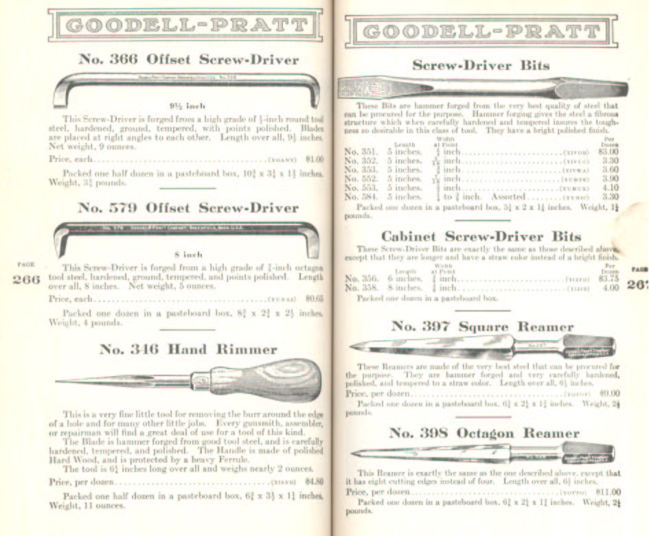 Goodell Pratt Screwdriver, Rimmer and Reamers