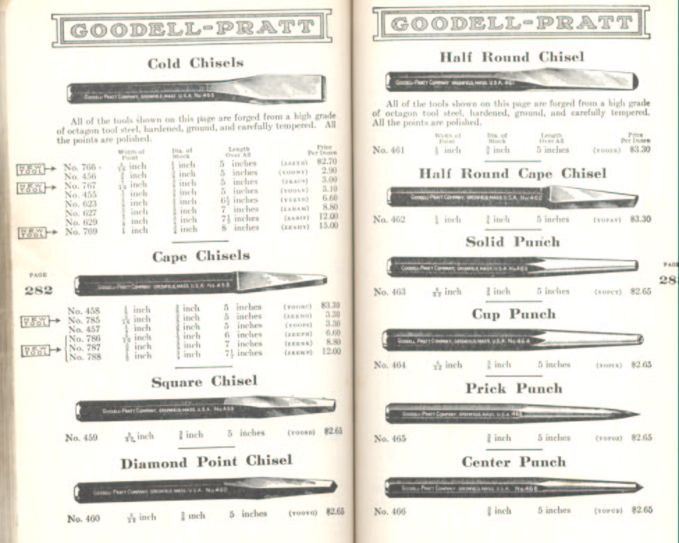 Goodell Pratt Chisels and Punches