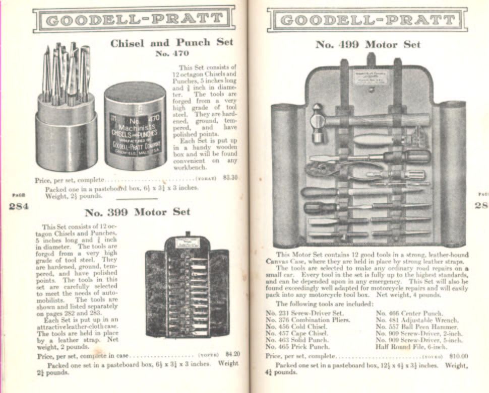 Goodell Pratt Chisel and Punch , Motor Set