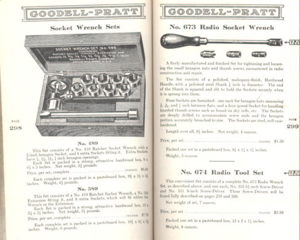 Goodell Pratt Socket, Radio Wrench Sets
