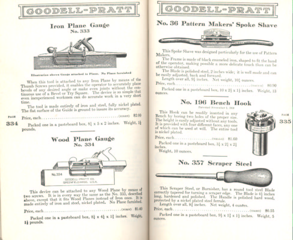 Goodell Pratt Plane Gauge, Spoke Shave, Scraper