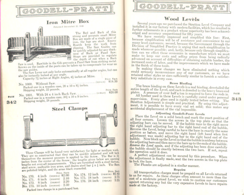 Goodell Pratt Iron Mitre Box and Steel Clamps