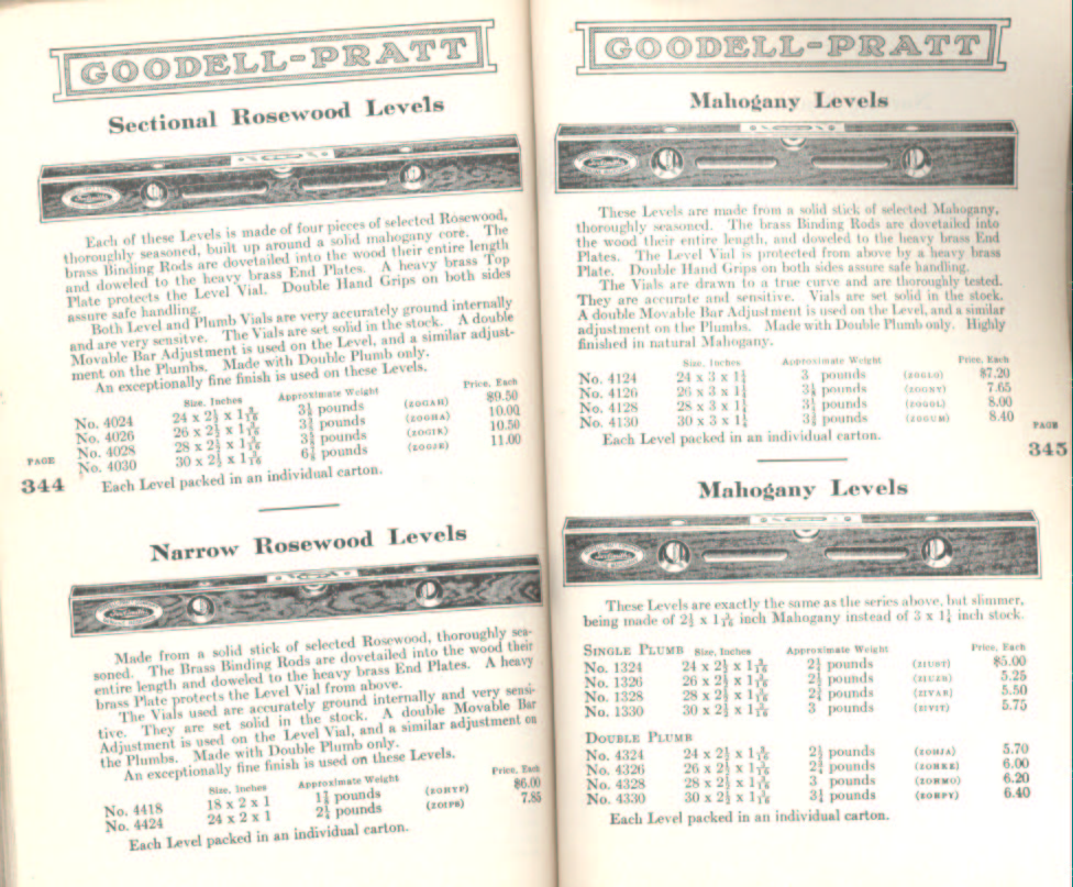 Goodell Pratt Rosewood and Mahogany Levels