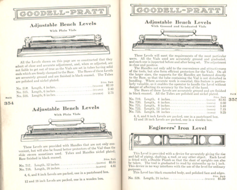 Goodell Pratt Bench and Engineer Levels