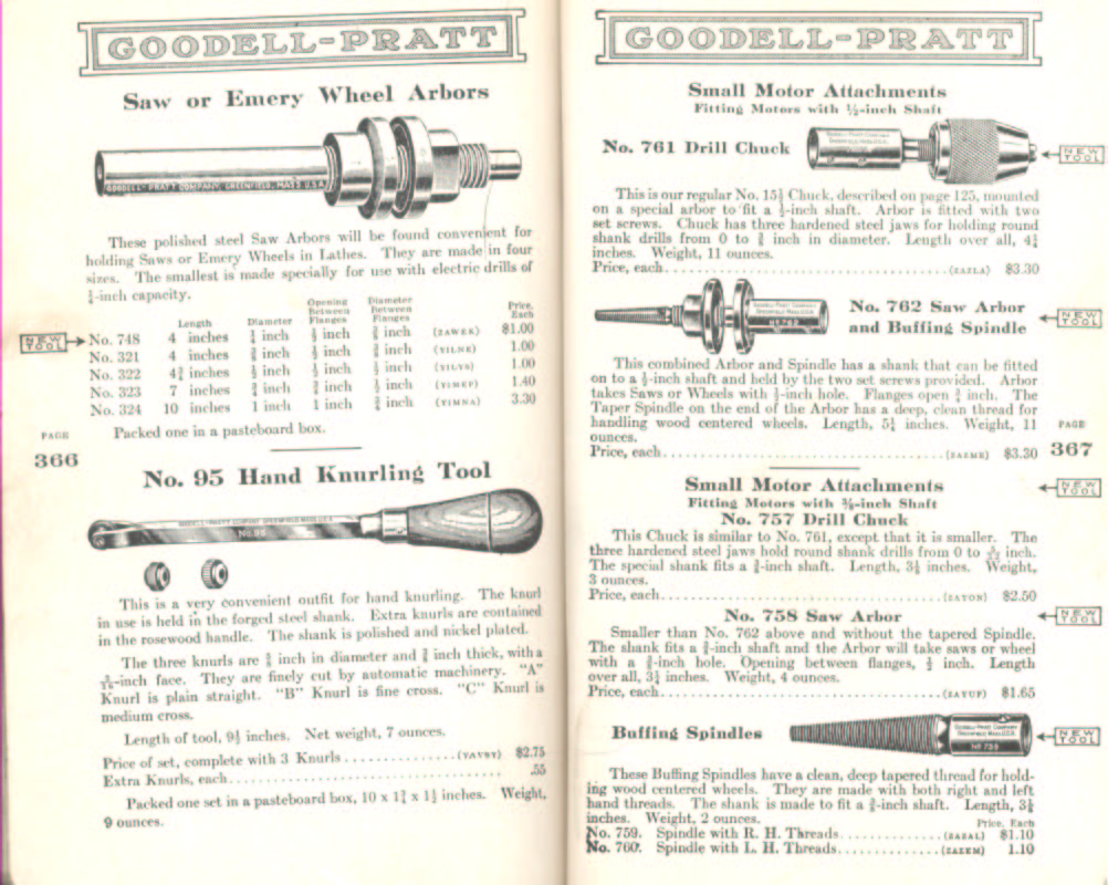 Goodell Pratt Wheel Arbors, Knurling Tool