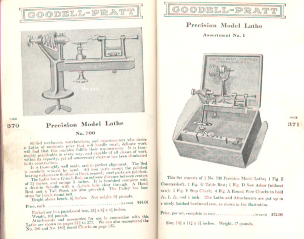 Goodell Pratt Precision Model Lathes # 1 and 700