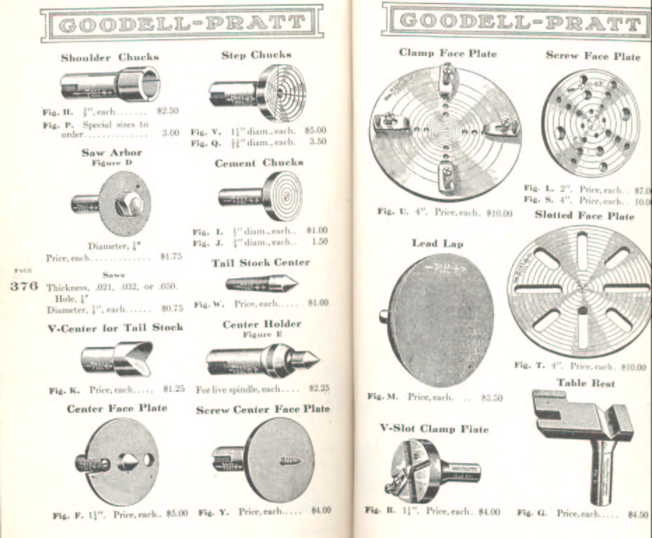 Goodell Pratt Shoulder Chucks, Clamp Face Plates